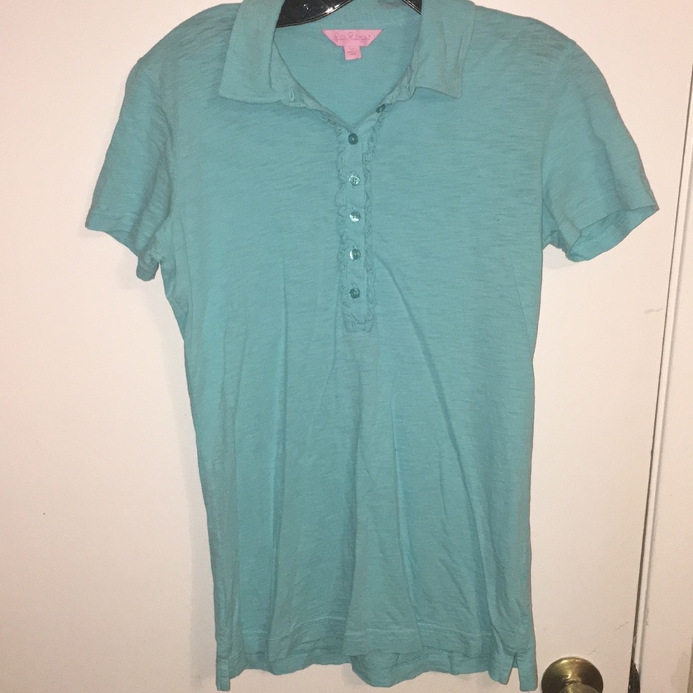 Light blue Lilly Pulitzer polo with ruffles. Med